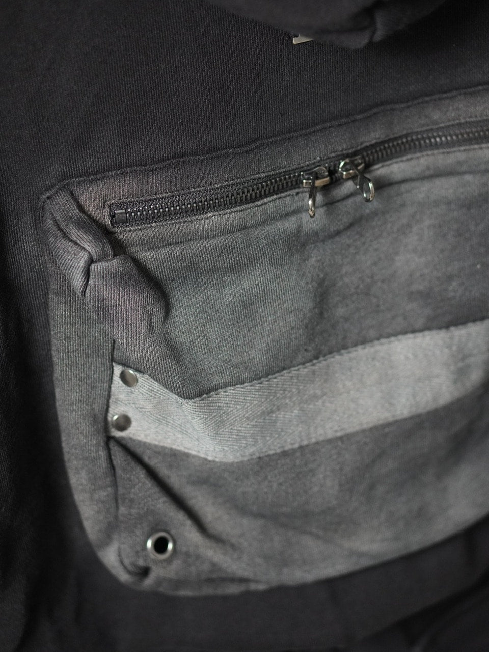 【CHIKASHITSU PLUS HIGH】cropped dirty wash double zip hoodie (wash black) / 【チカシツプラスハイ】クロップドダーティーウォッシュダブルジップパーカー