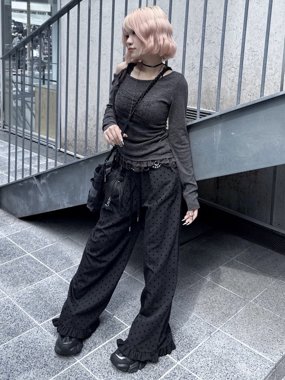 【nmtc +】dot frill pants / 【エヌエムティーシープラス】ドットフリルパンツ (2color)