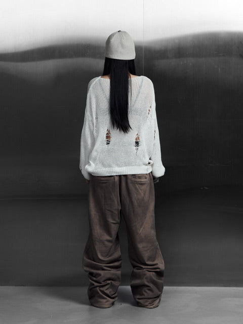 【Rosen Kreuz】EYELET EDGE Set-Up LAYERED SWEAT PANTS