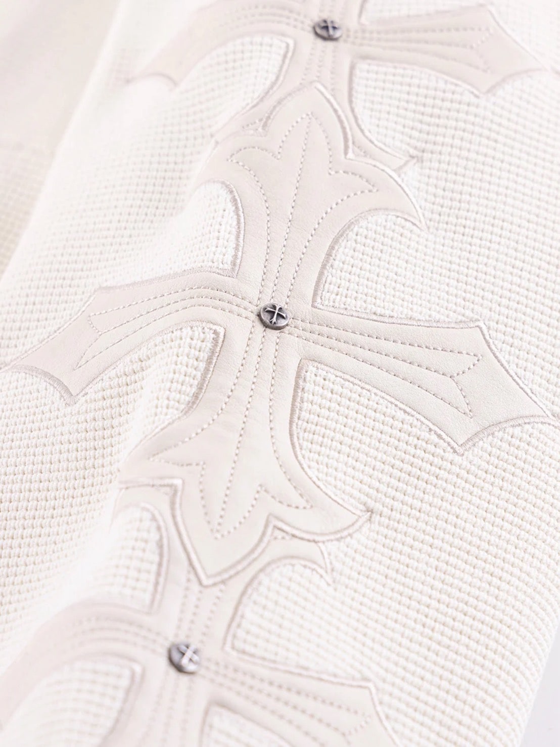 【SUPPLIER】Cross Leather Patch Thermal Zip Hoodie / 【サプライヤー】クロスレザーパッチサーマルジップアップパーカー