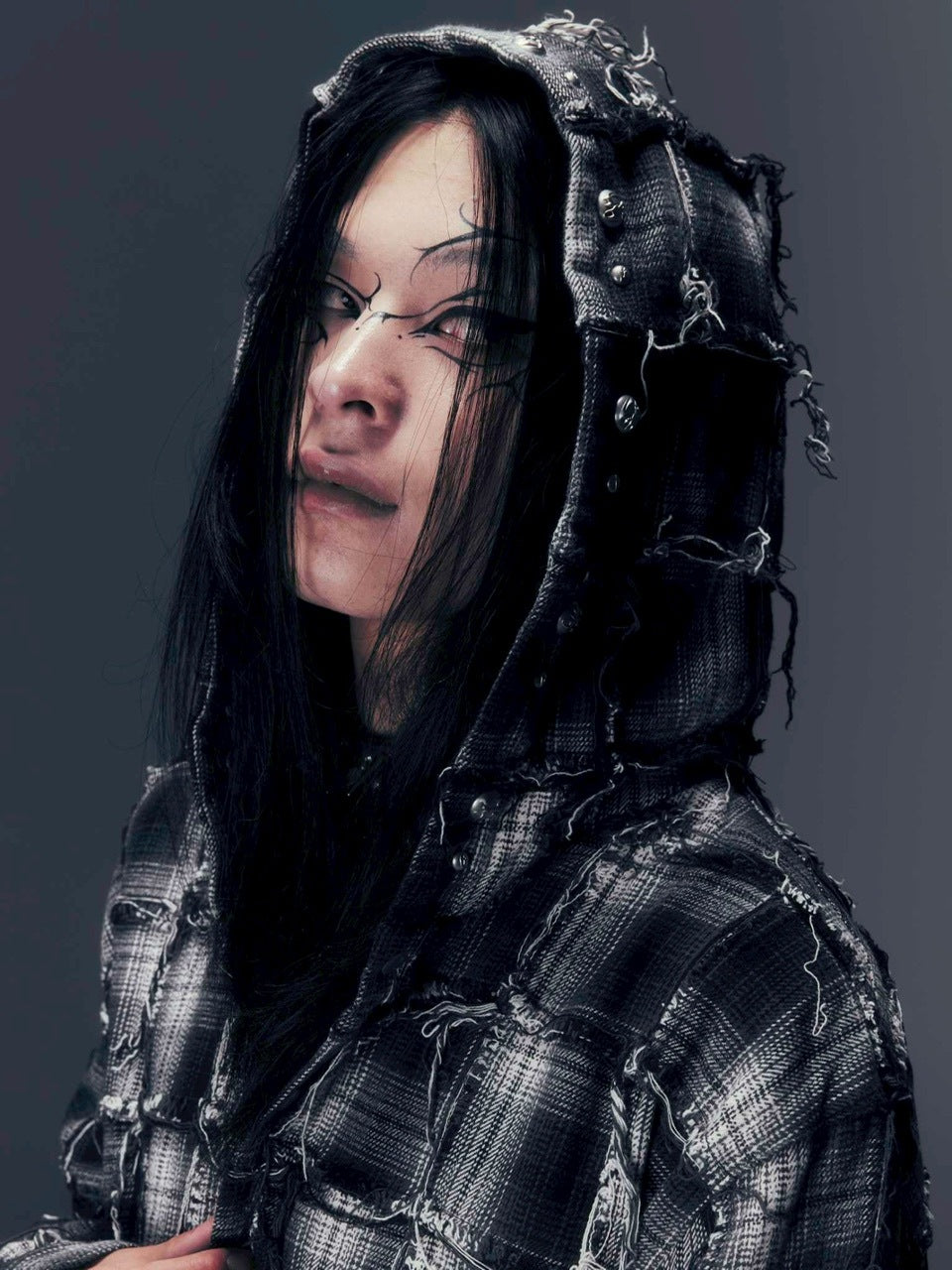 【DIG YOUR OWN GRAVE】PATCHWORK HOODY SHIRTS /【ディグユアオウングレイブ】パッチワークフードチェックシャツ