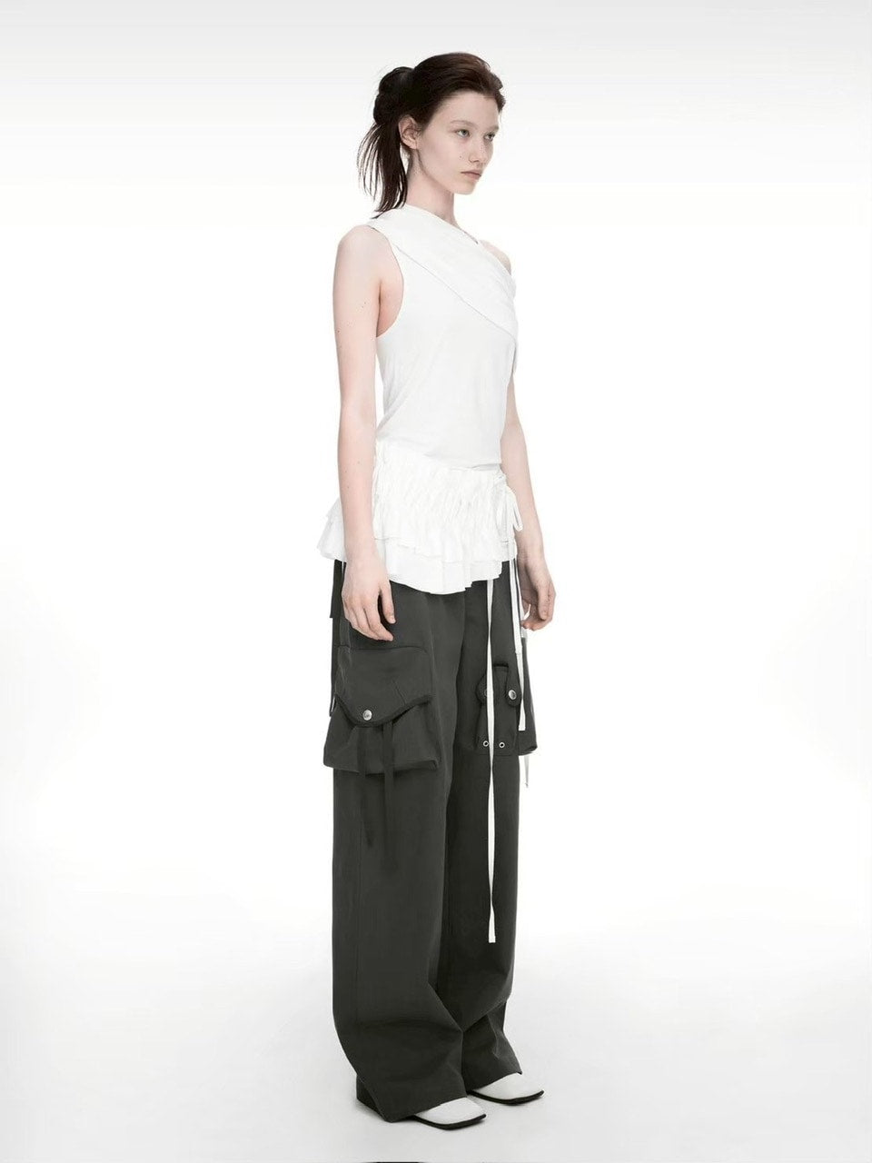 【NACHE】STRAP WIDE CARGO PANTS (UNISEX)