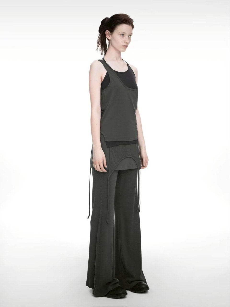 【NACHE】MIXED LAYERED SKIRT PANTS