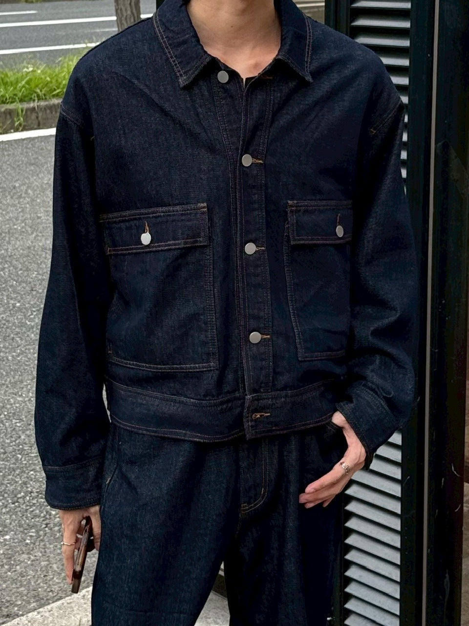 受注制【Chikashitsu +】2 pocket rigid denim jacket / 【チカシツプラス】ツーポケットデニムジャケット (2color)