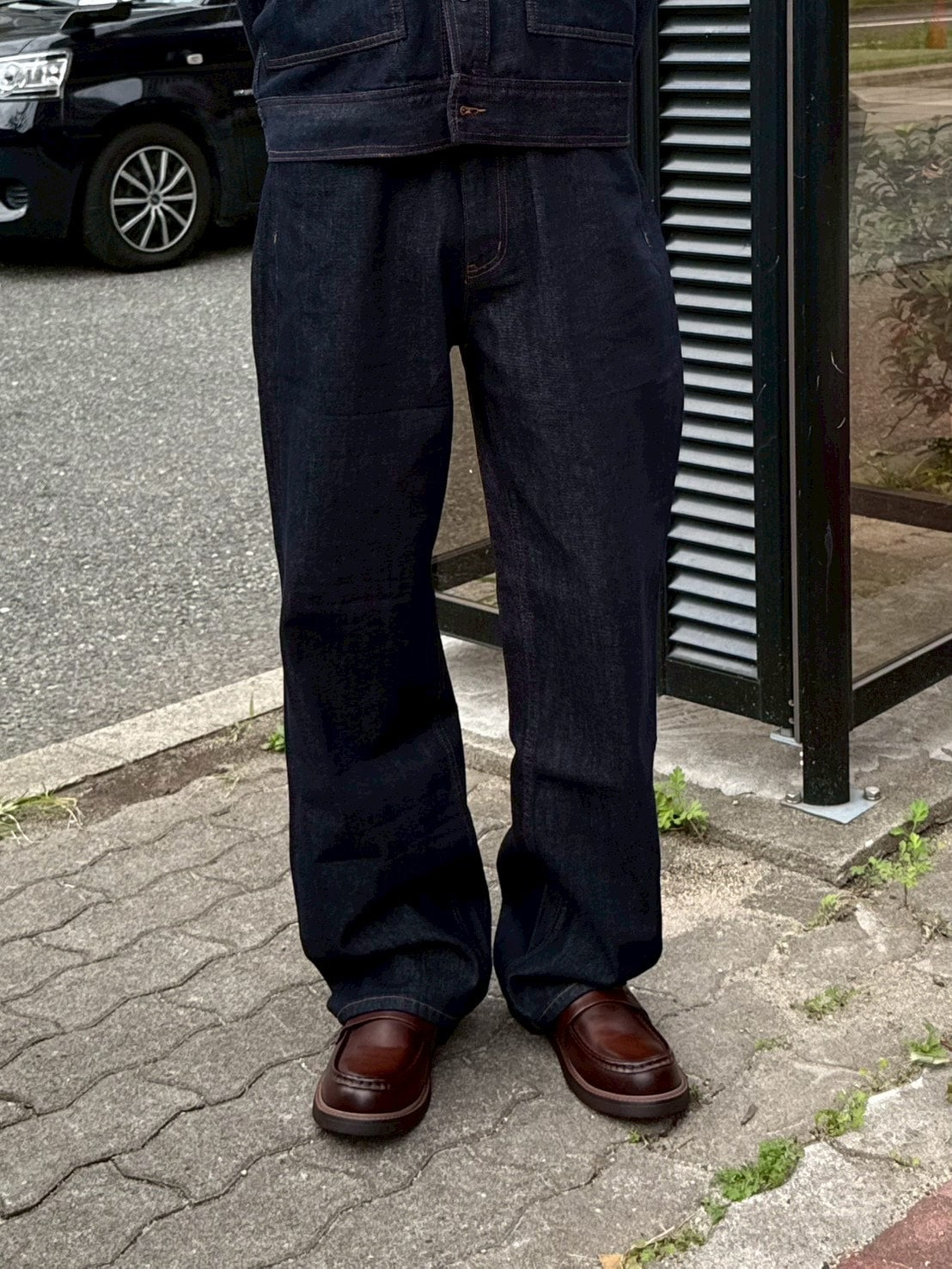 受注制【Chikashitsu +】semi wide rigid denim pants / 【チカシツプラス】セミワイドリジッドデニムパンツ (2color)