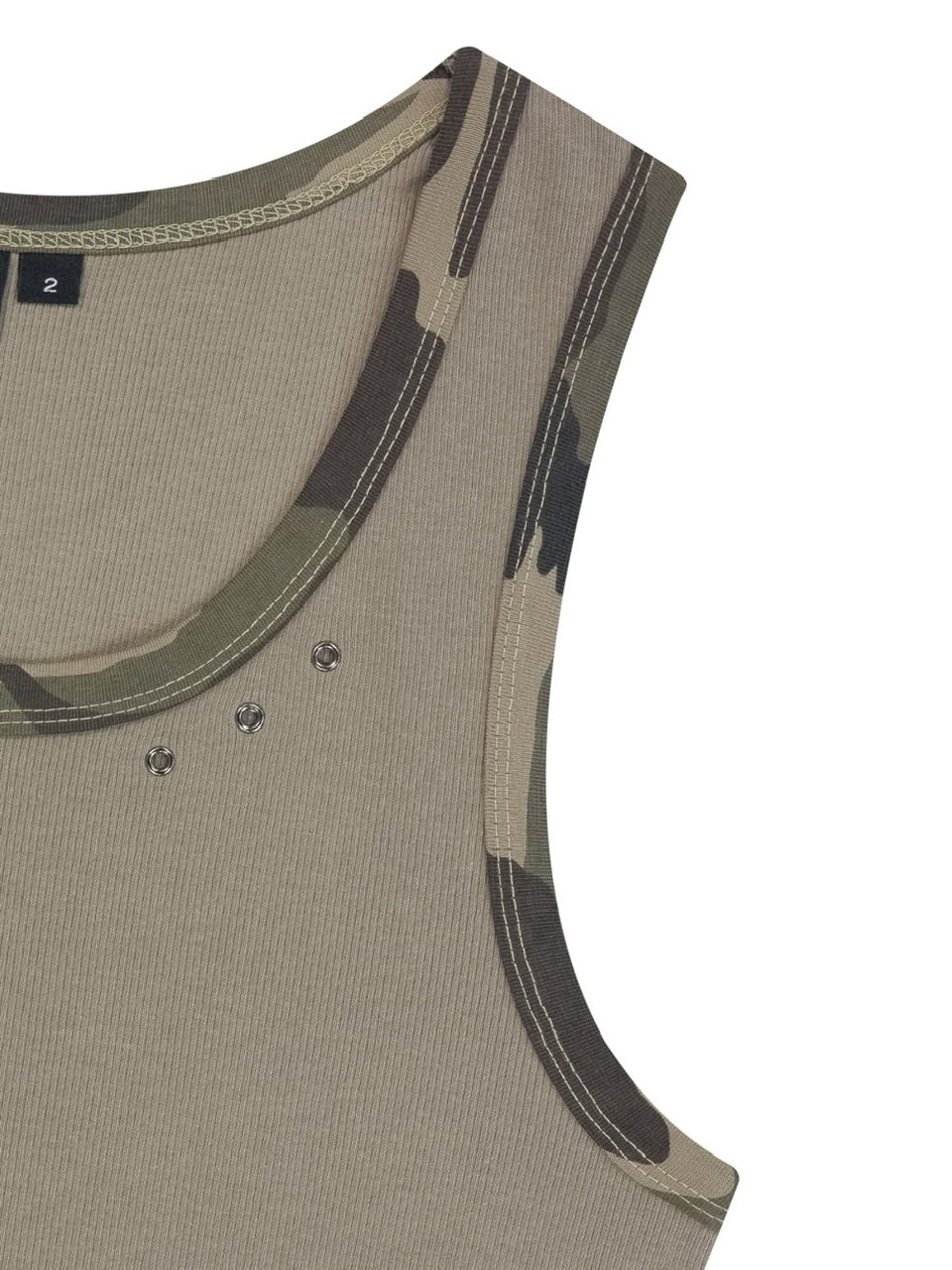 【AAKAM】Eyelet Contrast Camo Sleeveless