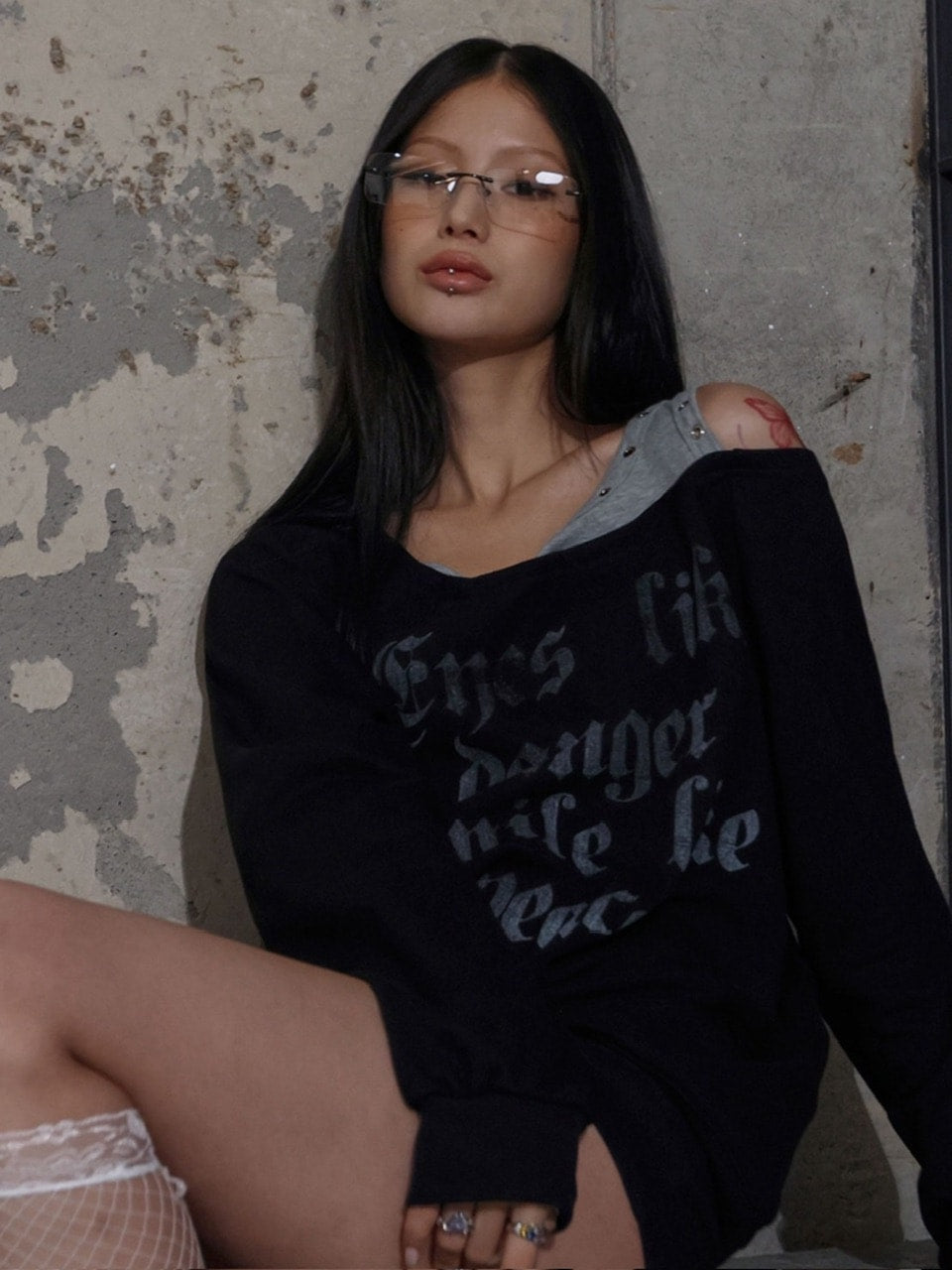 【FANCY CLUB】ROSARY NOIRER SWEATSHIRT / 【ファンシークラブ】ロザリーノイアースウェット長袖Ｔシャツ