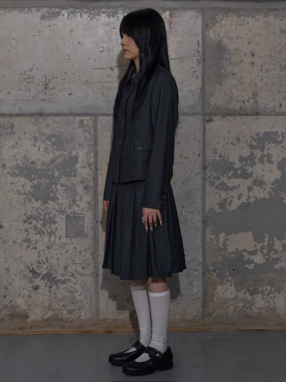 【FANCY CLUB】CLASSIC BUCKLE PLEATS MIDI SKIRT / 【ファンシークラブ】クラシックバックルプリーツミディスカート