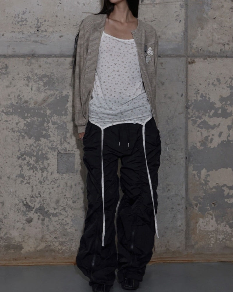 【FANCY CLUB】LOW-RISE NYLON SHIRRING PANTS / 【ファンシークラブ】ローライズナイロンシャーリングパンツ