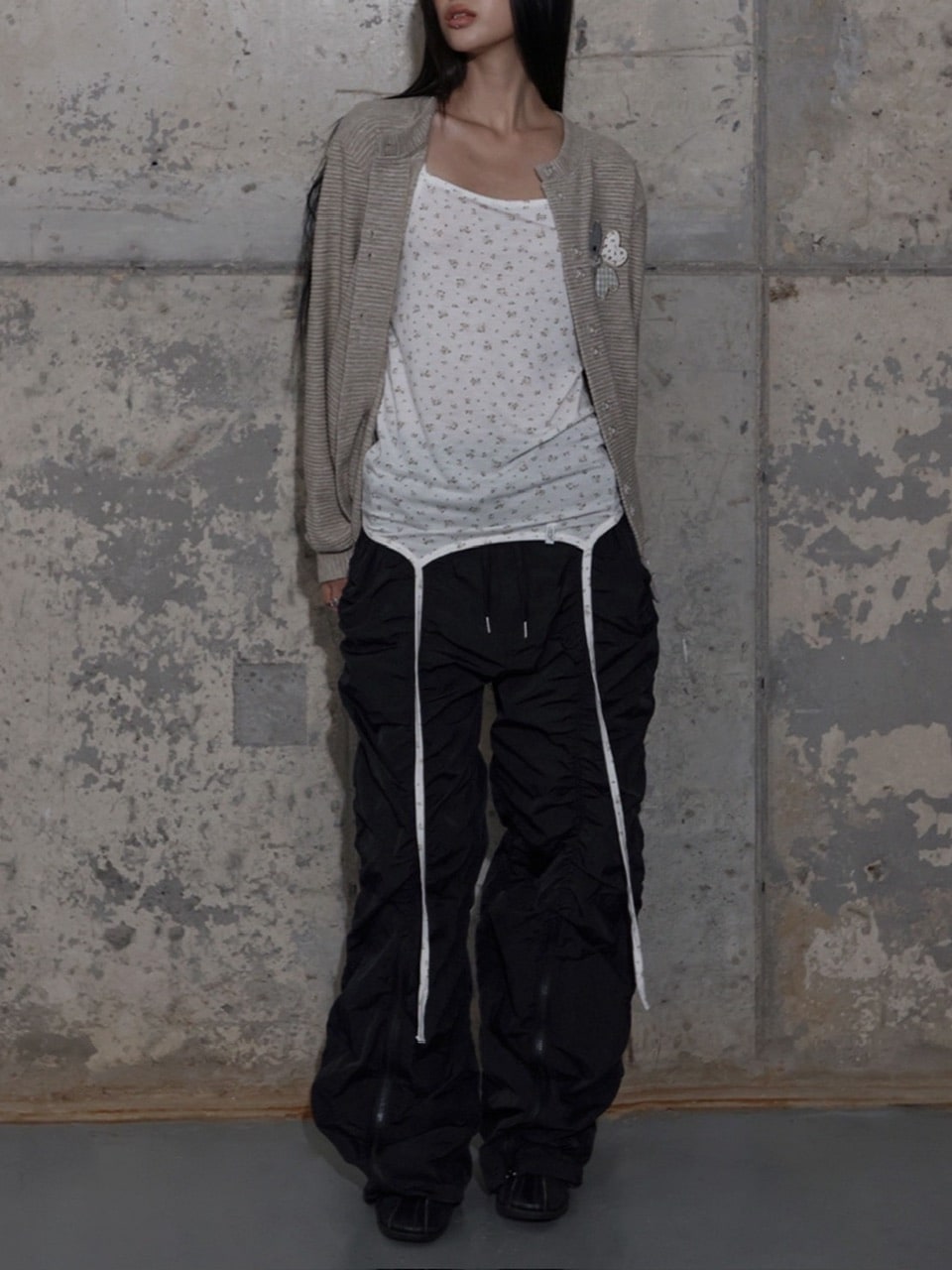 【FANCY CLUB】LOW-RISE NYLON SHIRRING PANTS / 【ファンシークラブ】ローライズナイロンシャーリングパンツ