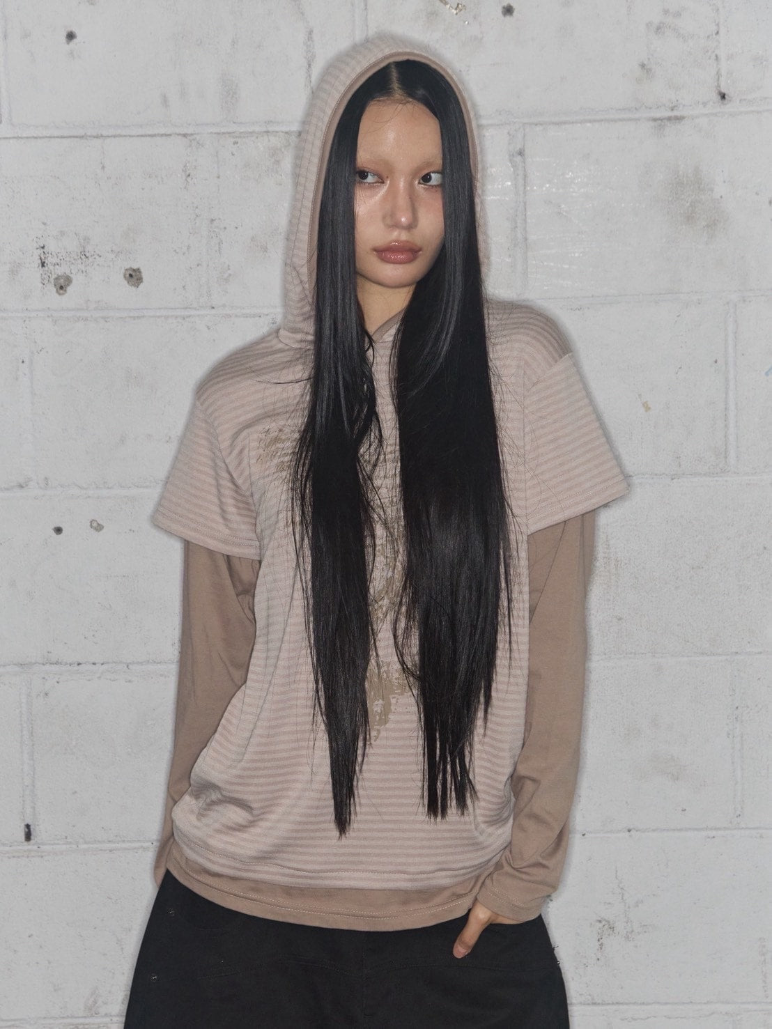 【FANCY CLUB】STRIPE LAYERED HOODIE / 【ファンシークラブ】ストライプレイヤードフーディー