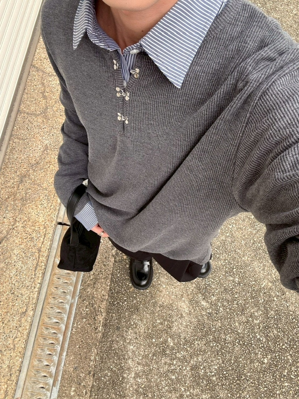 受注制【Chikashitsu +】front hook long sleeve knit / 【チカシツプラス】フロントフック長袖ニット (4color)