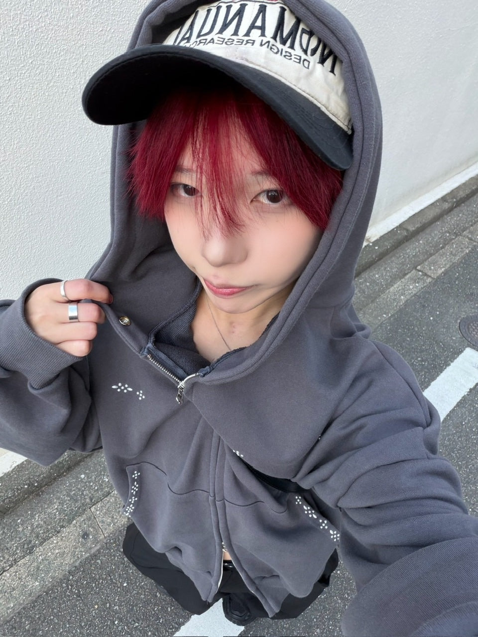 受注制【LUV CODE】studs zip up hoodie (2color)