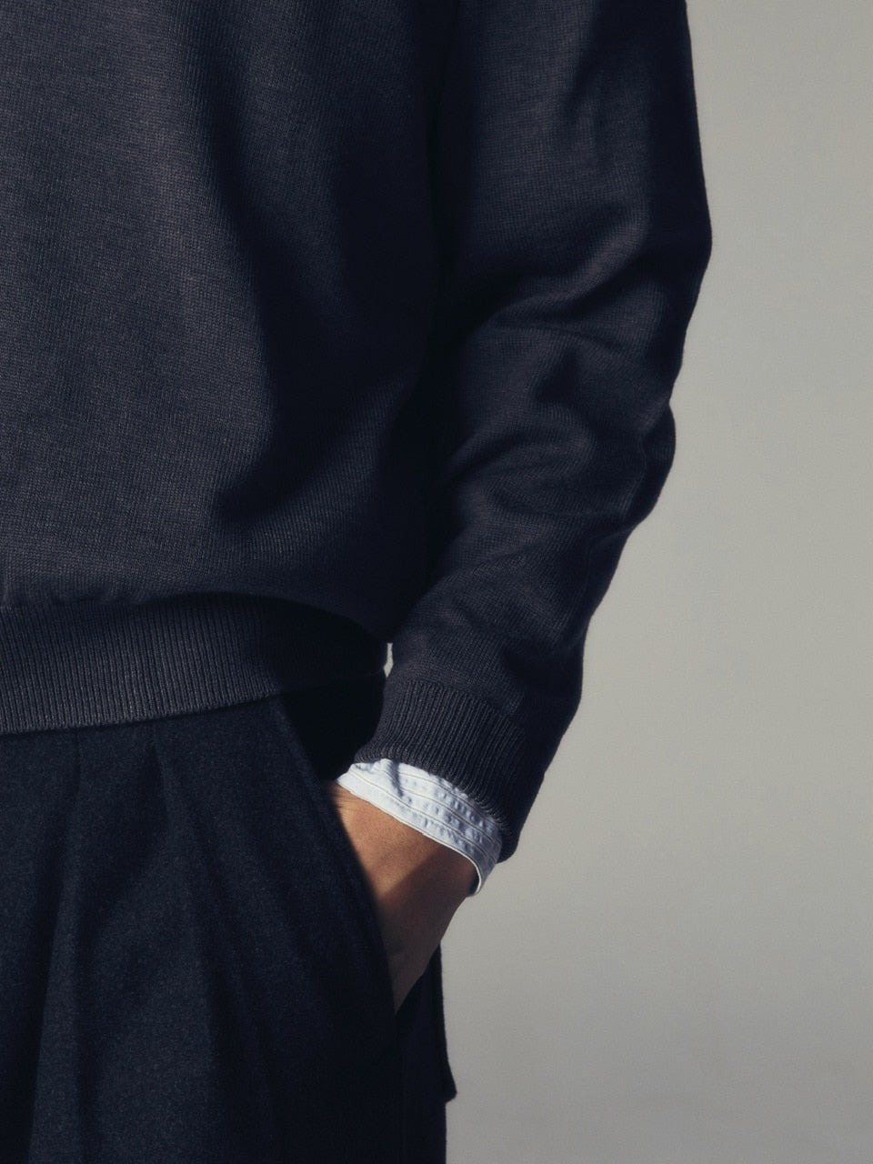 【CS】wool touch knit polo (charcoal) / 【シーエス】ウールタッチニットポロ