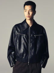 【CS】multi zip faded wash blouson (black)
