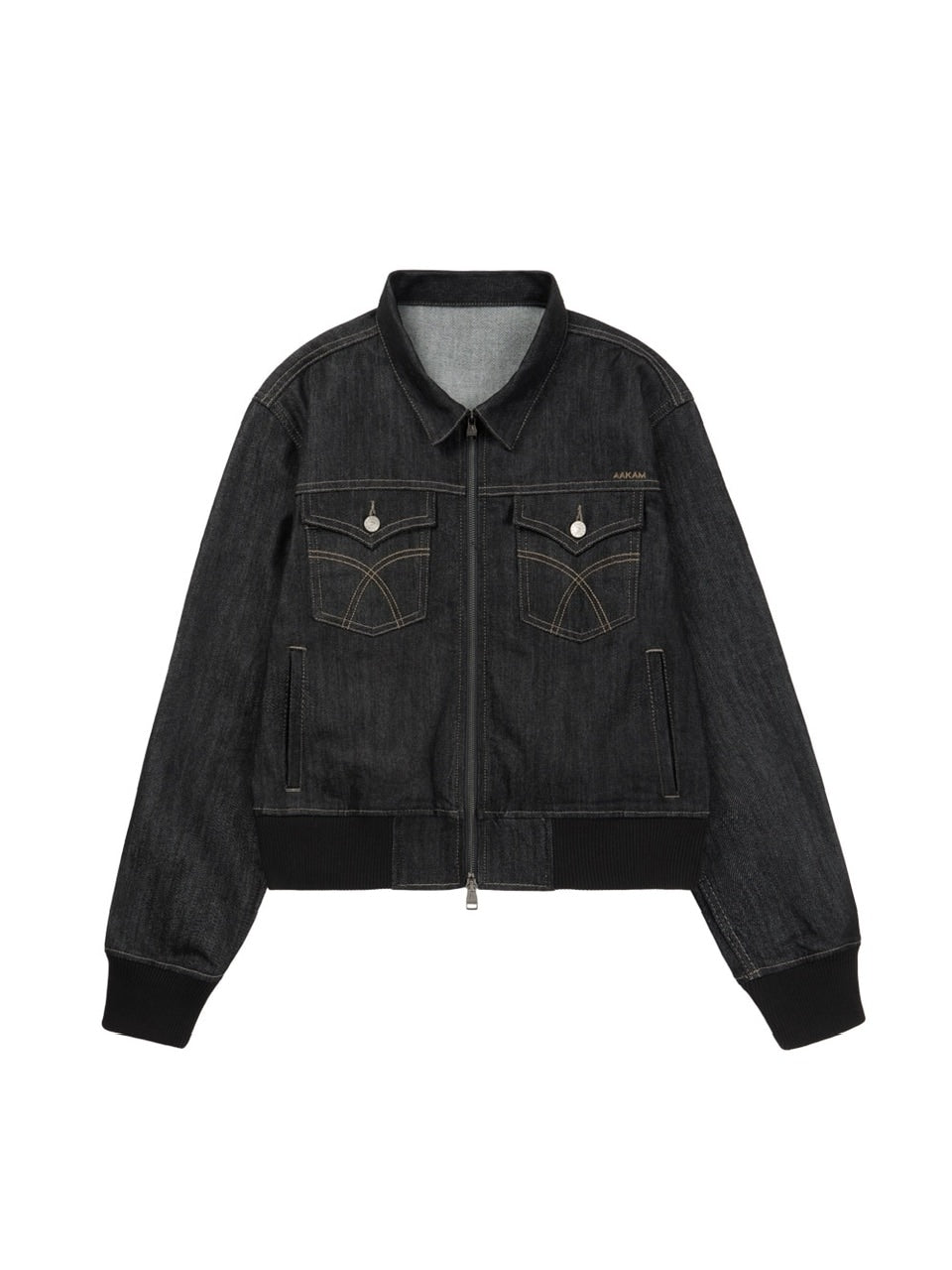 【AAKAM】Banding Denim Zip-Up Jacket