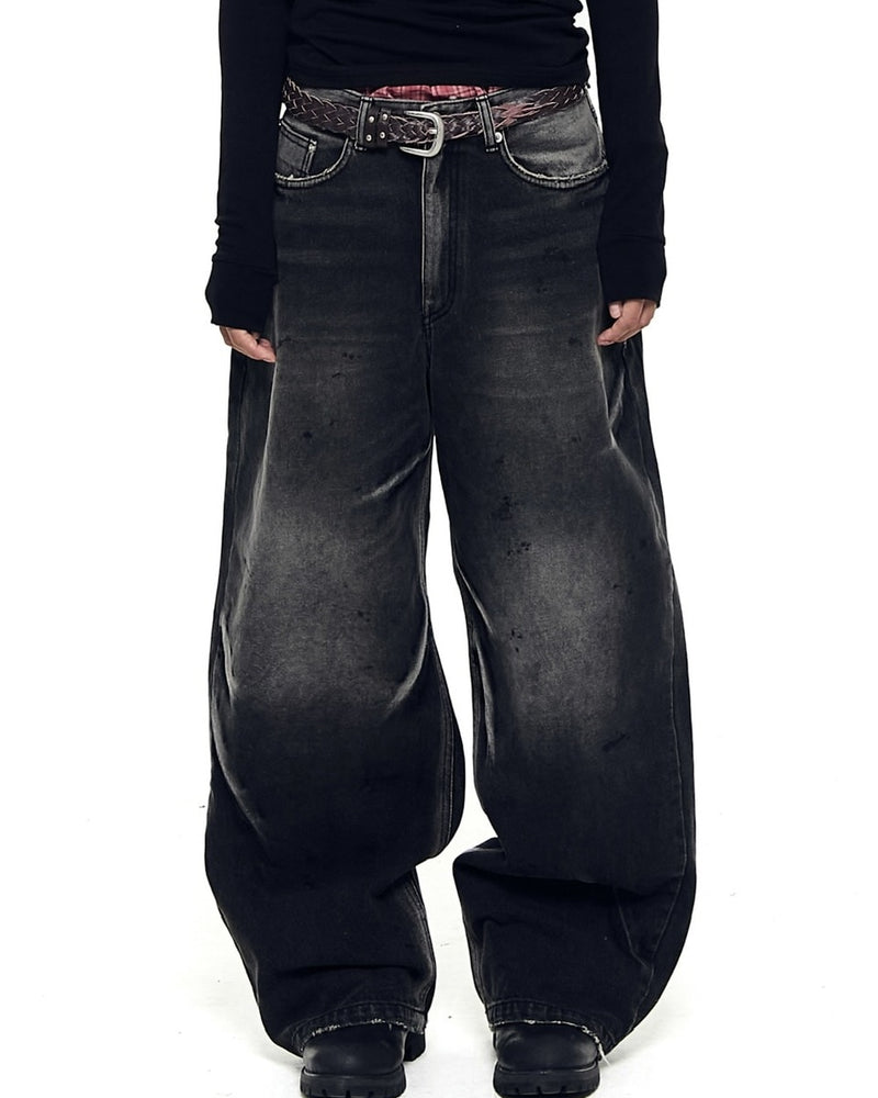 【AAKAM】Paint Washed Denim Pants