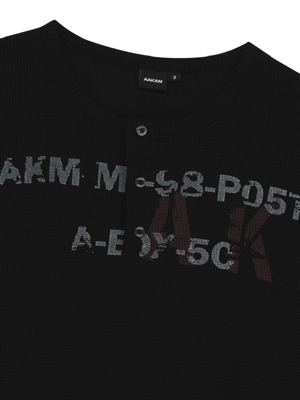 【AAKAM】Waffle Henry Neck Long Sleeve