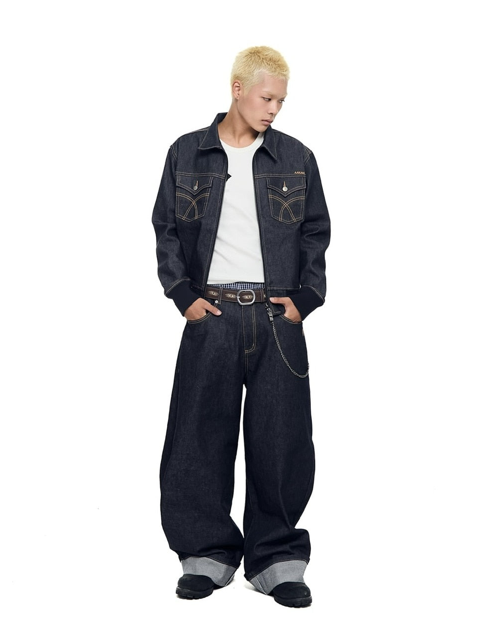 【AAKAM】Needlework Studded Belt