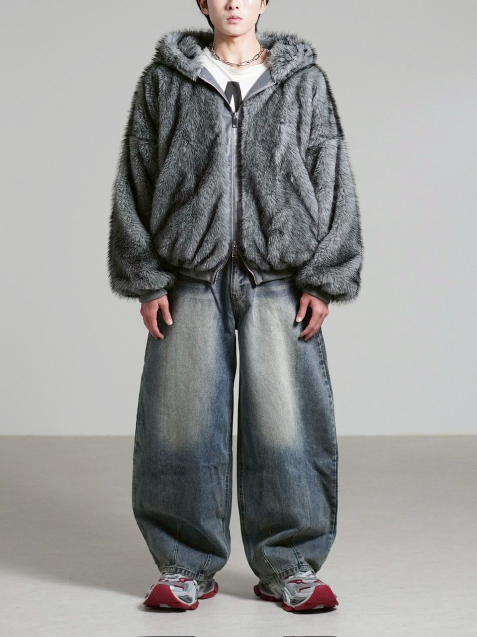 受注制【Chikashitsu +】oversized hooded fur blouson / 【チカシツプラス】オーバーサイズフーデッドファーブルゾン (4color)