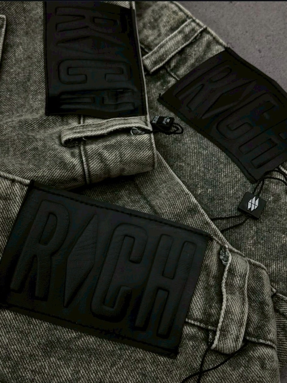 【RICH】Cargo Wide Green Washed Short pants / 【リッチ】ポケットカーゴデニムハーフパンツ