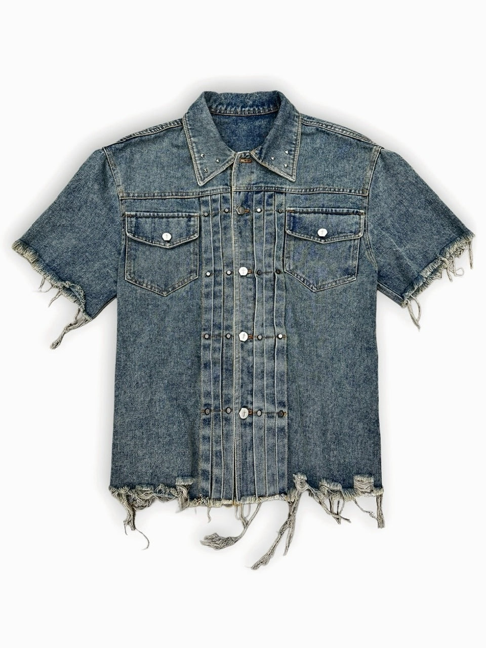 1/2 20:00再販【RICH】Knight Wide Waxed Shirt / 【リッチ】クロスバック半袖デニムシャツ