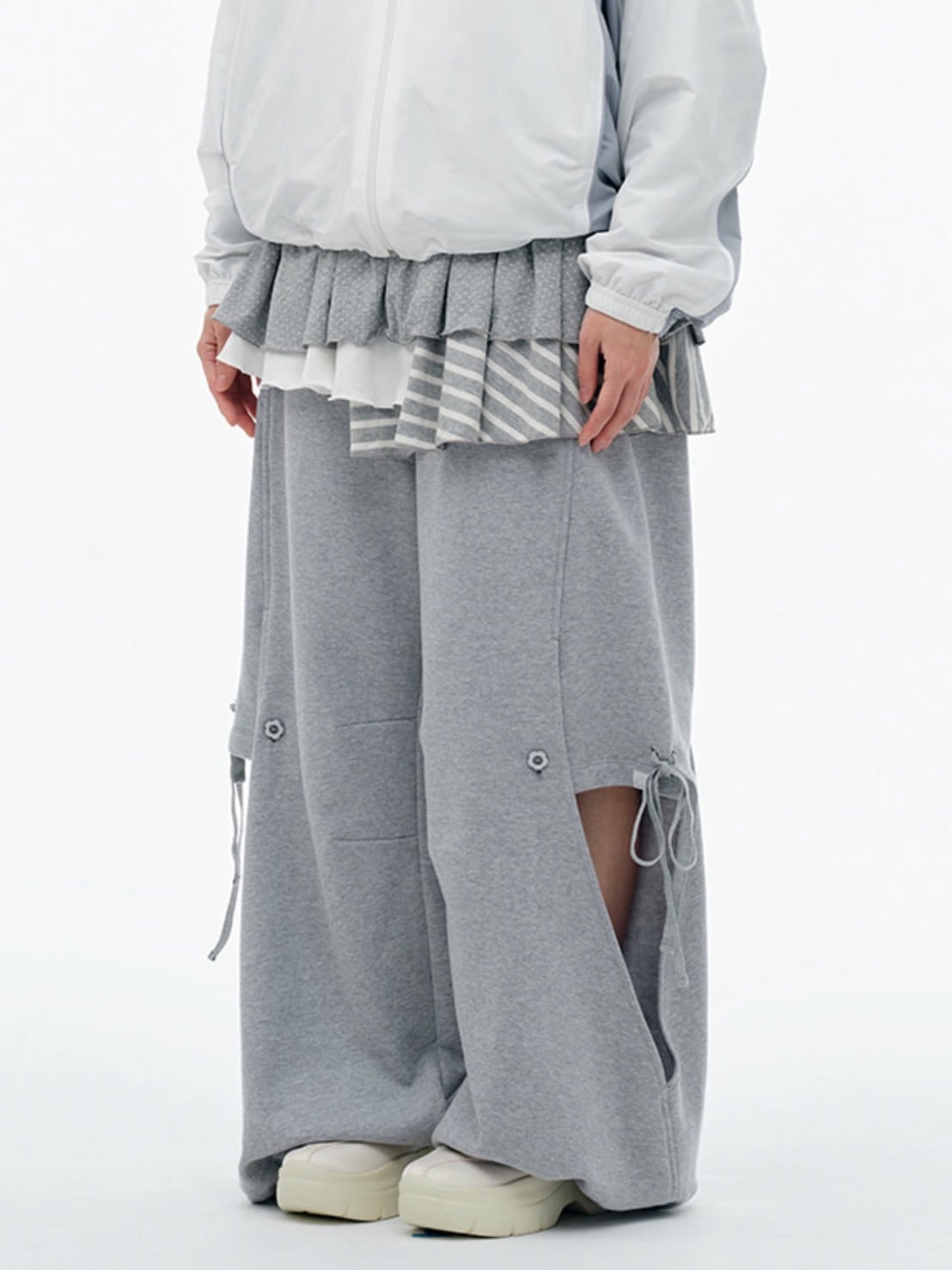美品✨組曲×YUNSA　セットアップ　ツーパンツ　大きいサイズ　グレー TUOMIO】DOUBLE LAYERED SWEATPANTS – PRESSING WEB SHOP