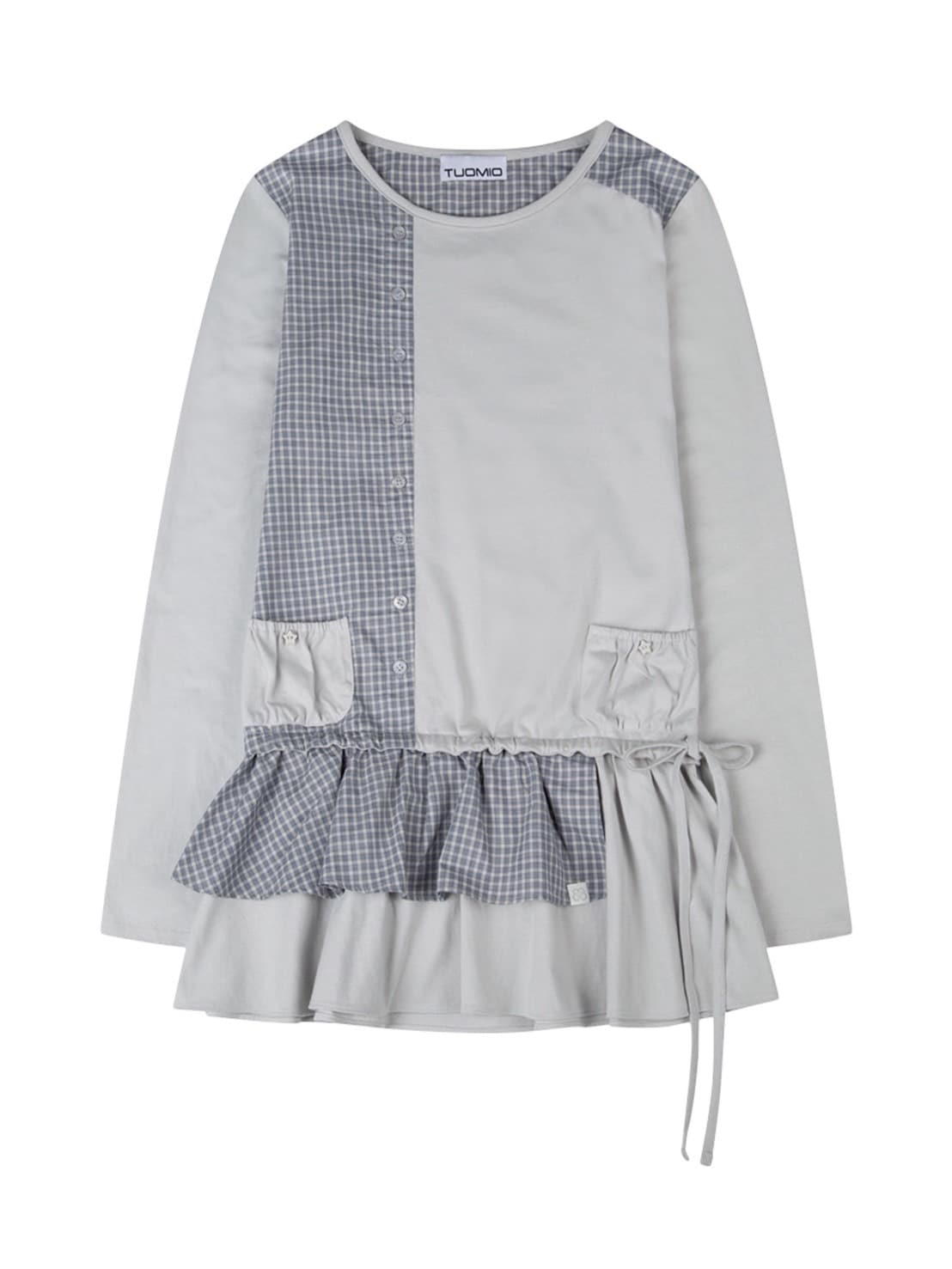 【TUOMIO】CHECK MIXED JERSEY DRESS / 【トゥオミオ】チェックミックスジャージワンピース