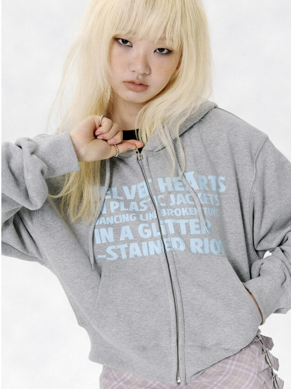 【runningHIGH】[RENEWAL] LETTERING CROP ZIP UP HOODIE / 【ランニングハイ】レタリングクロップジップアップパーカー