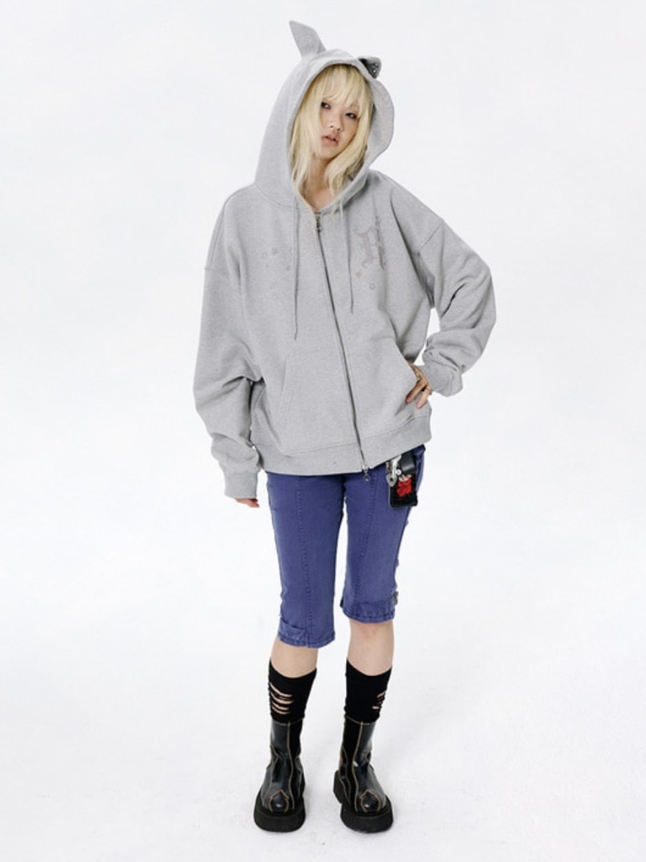 【runningHIGH】EAR ZIP UP HOODE / 【ランニングハイ】イヤージップアップパーカー