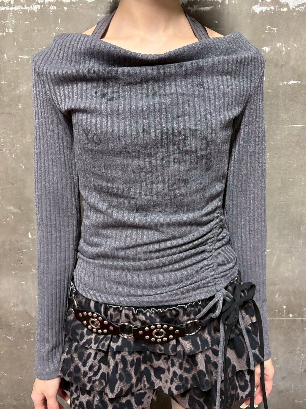 【Never mind the XU】off shoulder tops / 【ネバーマインドザエックスユー】シャーリングオフショルダー長袖トップス (3color)