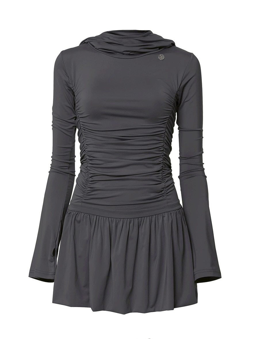 【FLAREUP】Hooded High Neck Long Dress / 【フレアアップ】フードハイネックロングドレス