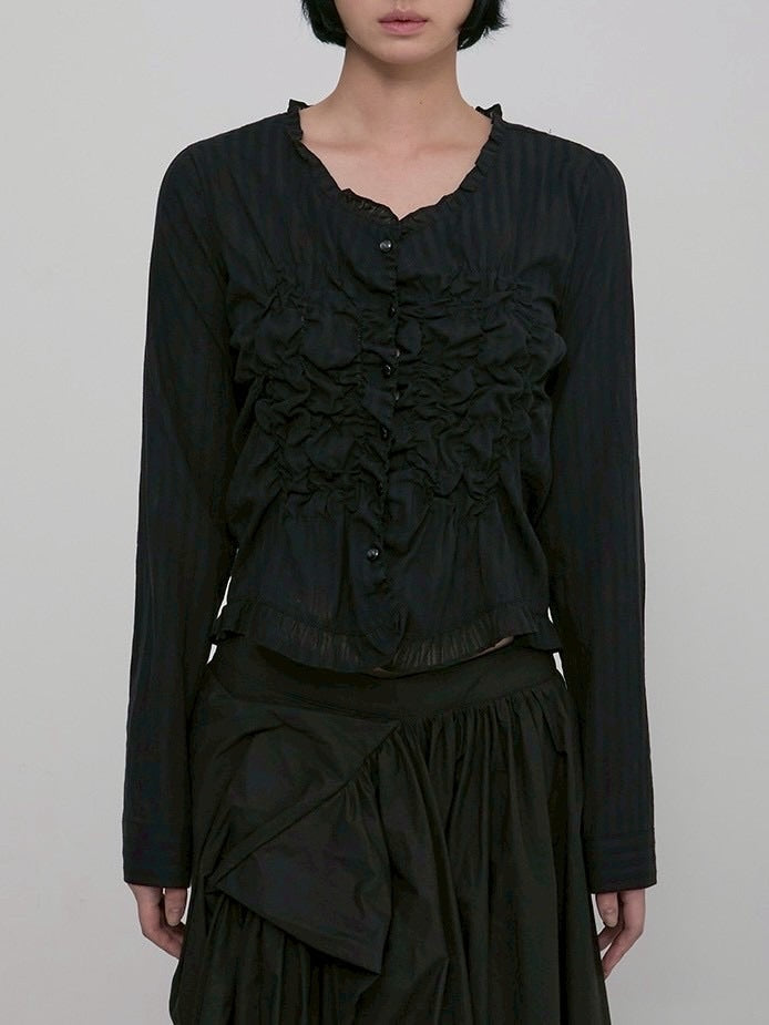 【FLAREUP】Saya Frill Puff Long Blouse / 【フレアアップ】サヤフリルパフロングシャツ