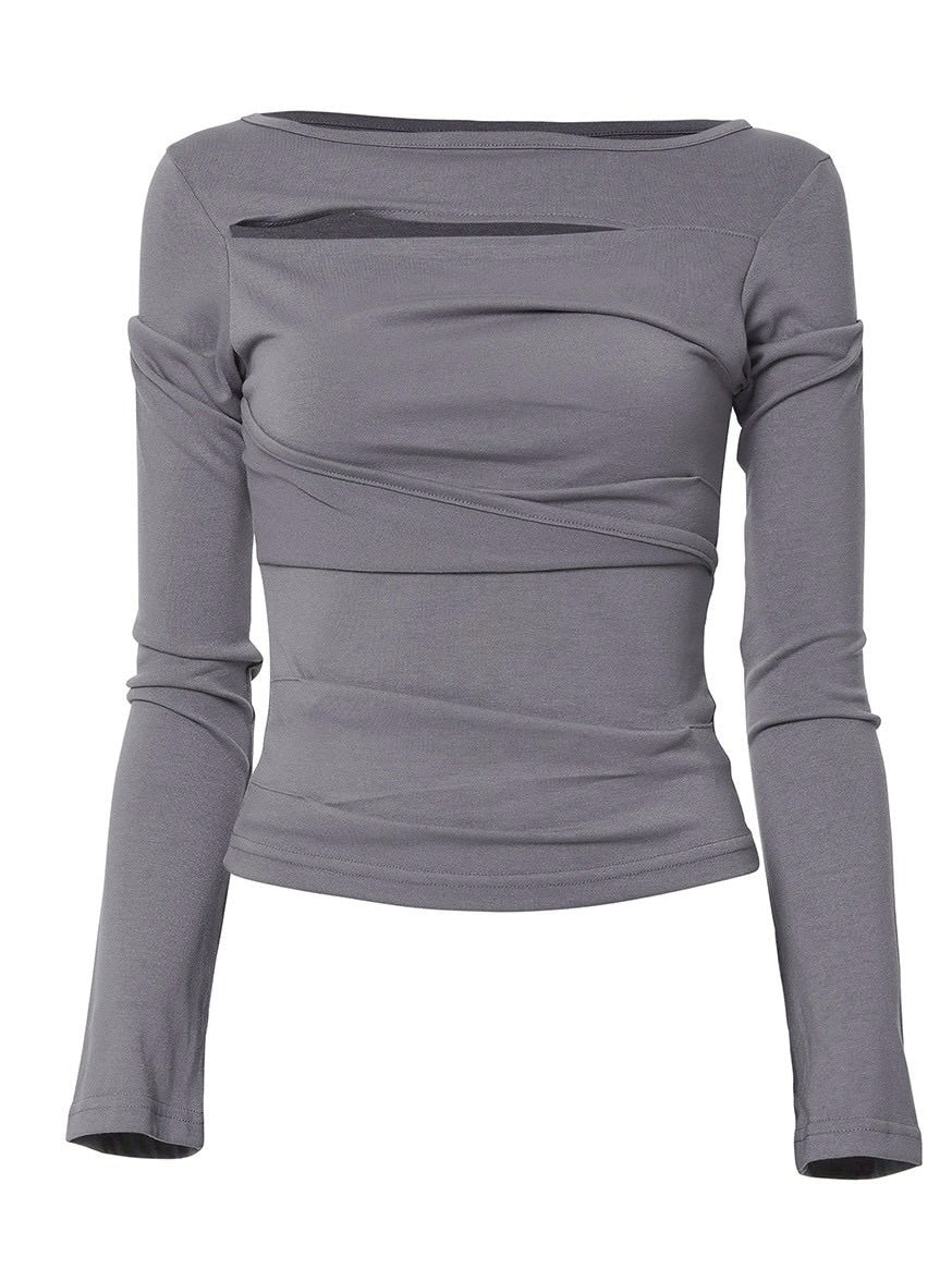 【FLAREUP】Asymmetrical Draped Long Sleeve / 【フレアアップ】アシンメトリードレープ長袖Ｔシャツ