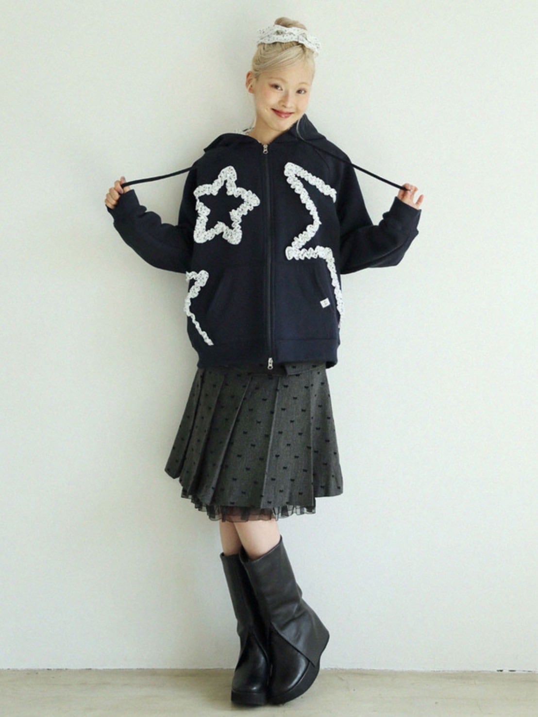 12/21 20:00 再販【Uglyshadow】FLOWER STAR HOODED ZIPUP