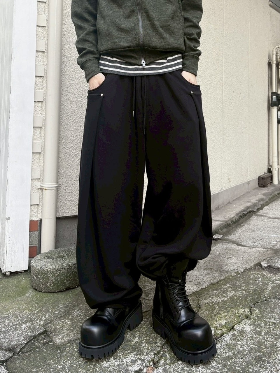 受注制【youll】rivet tuck wide pants (2color)