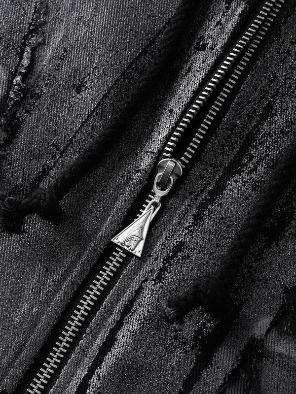 【The Boy Has No Patience】Double Saint Spray Hooded Jacket / 【ザボーイハズノーペーシェンス】スプレーグラフィックフードジップアップブルゾン