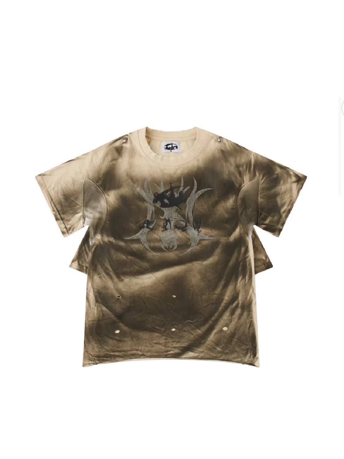 【Cozy world Wide】"CHAOS GIRL" WAXED T SHIRT / 【コージーワールドワイド】ロゴグラフィックウォッシュ半袖Tシャツ