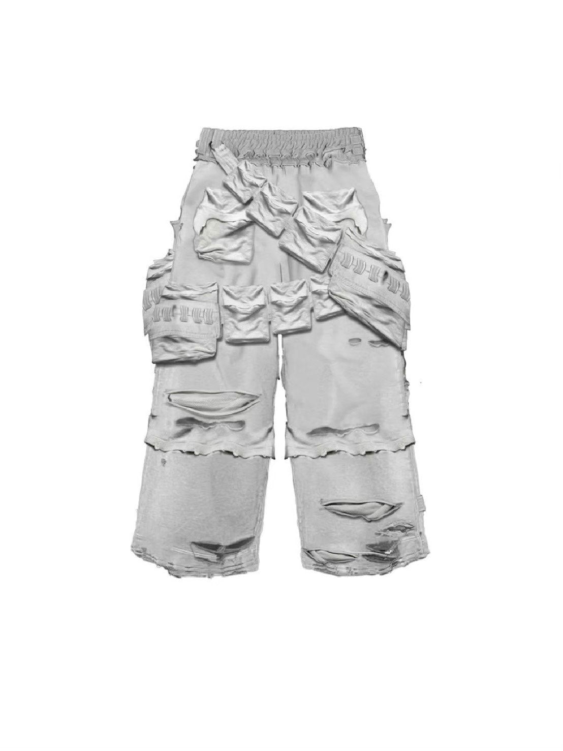 【Cozy world Wide】"BBY TECHBOI" MULTI POCKET SWEATPANTS / 【コージーワールドワイド】ポケットベルとダメージハーフパンツ