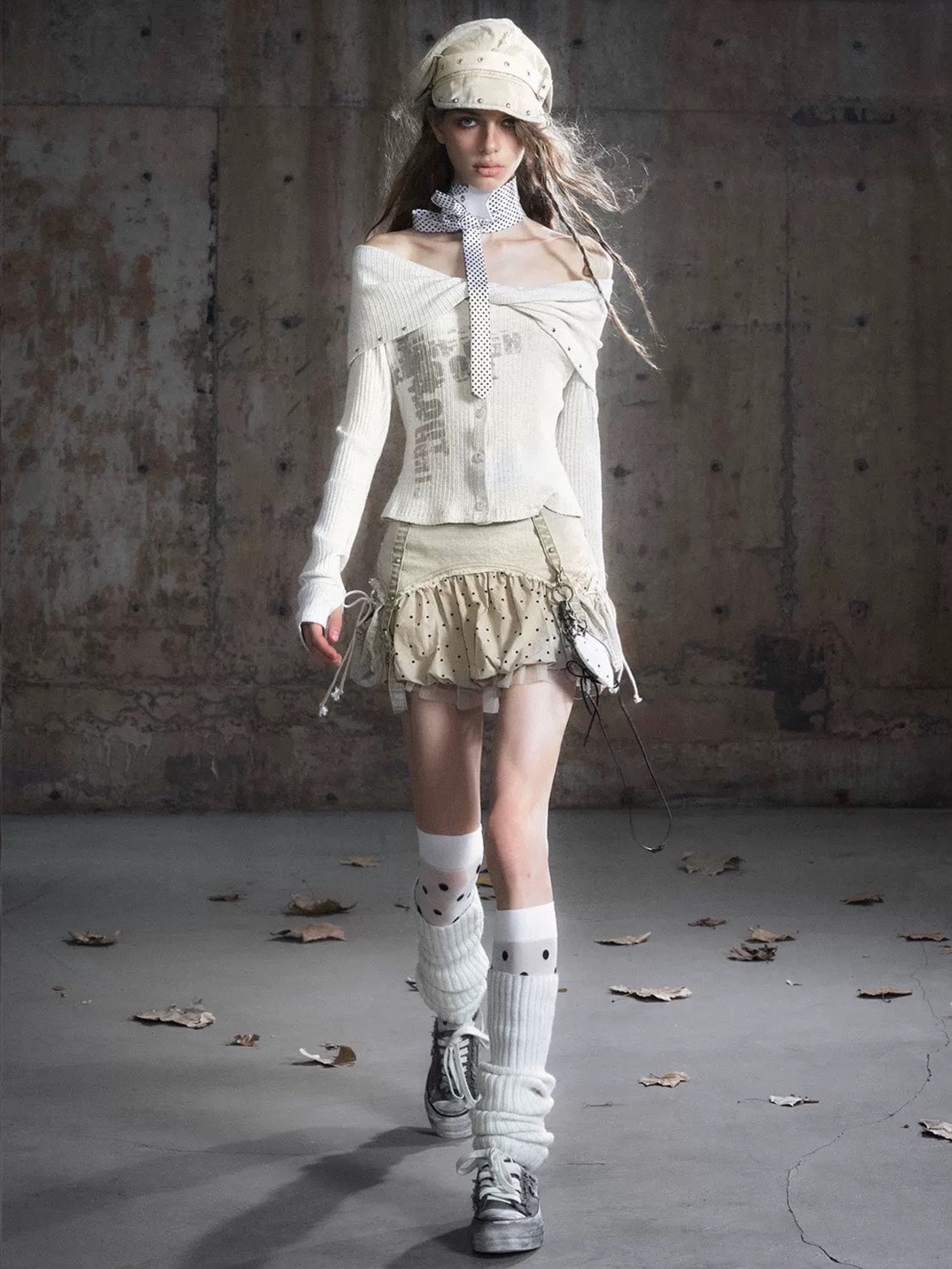 【Cest Nous】Off Shoulder Print Top / 【セヌー】オフショルダープリント長袖トップス