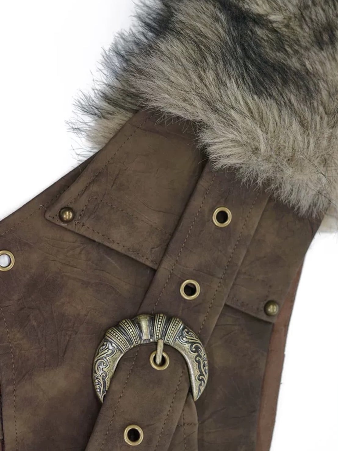 【Cest Nous】Brown Waist Belt / 【セヌー】ポケット付きファーポイントベルト