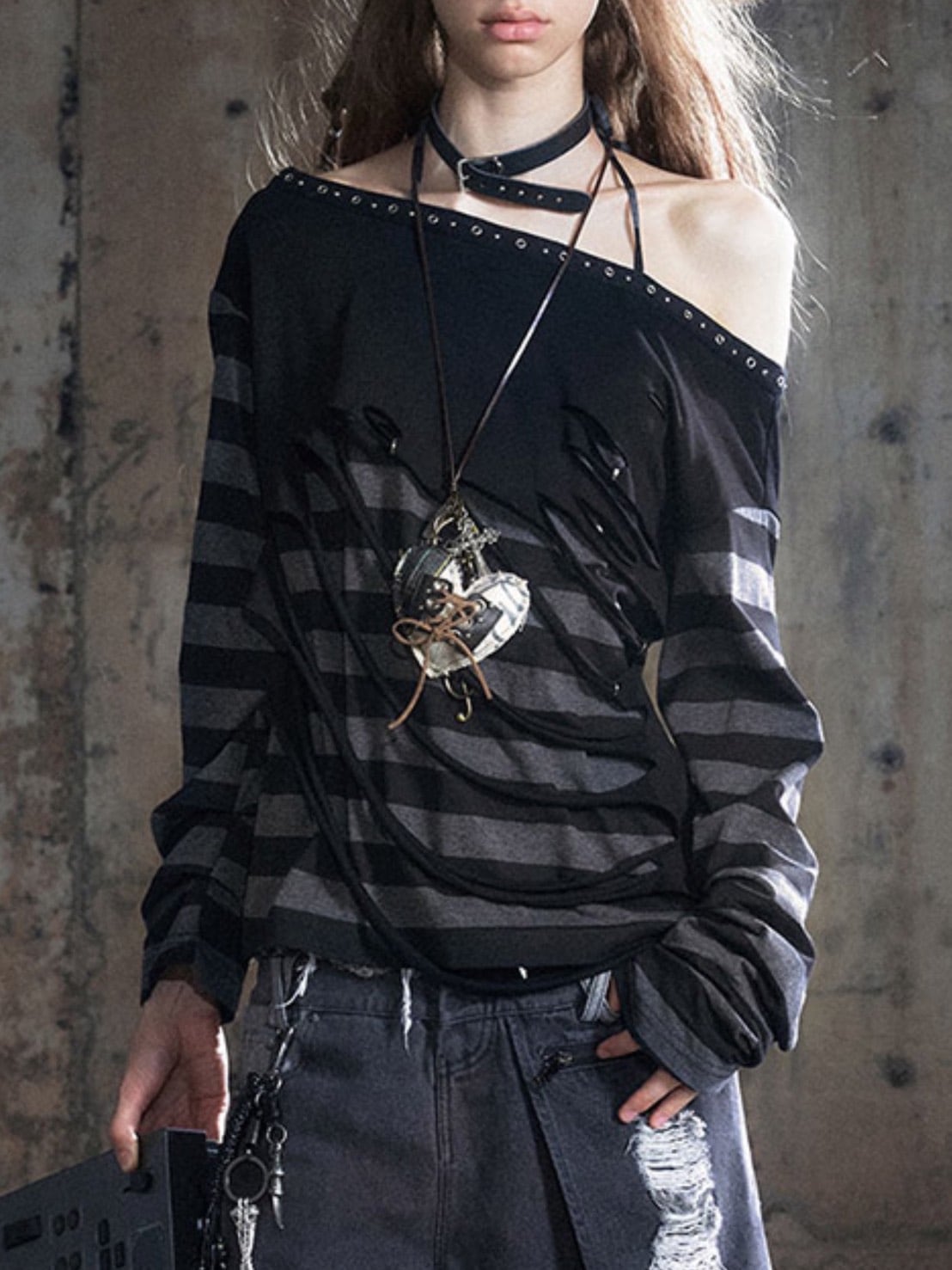 【Cest Nous】Broken Heart Necklace / 【セヌー】ハートレースアップネックレス