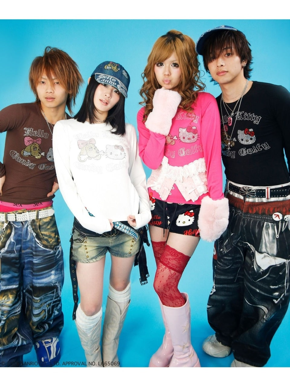 【GALFY×KITTY】キラキラキティガルTee / 【ガルフィー×キティー】ラインストーンシースルー長袖Tシャツ