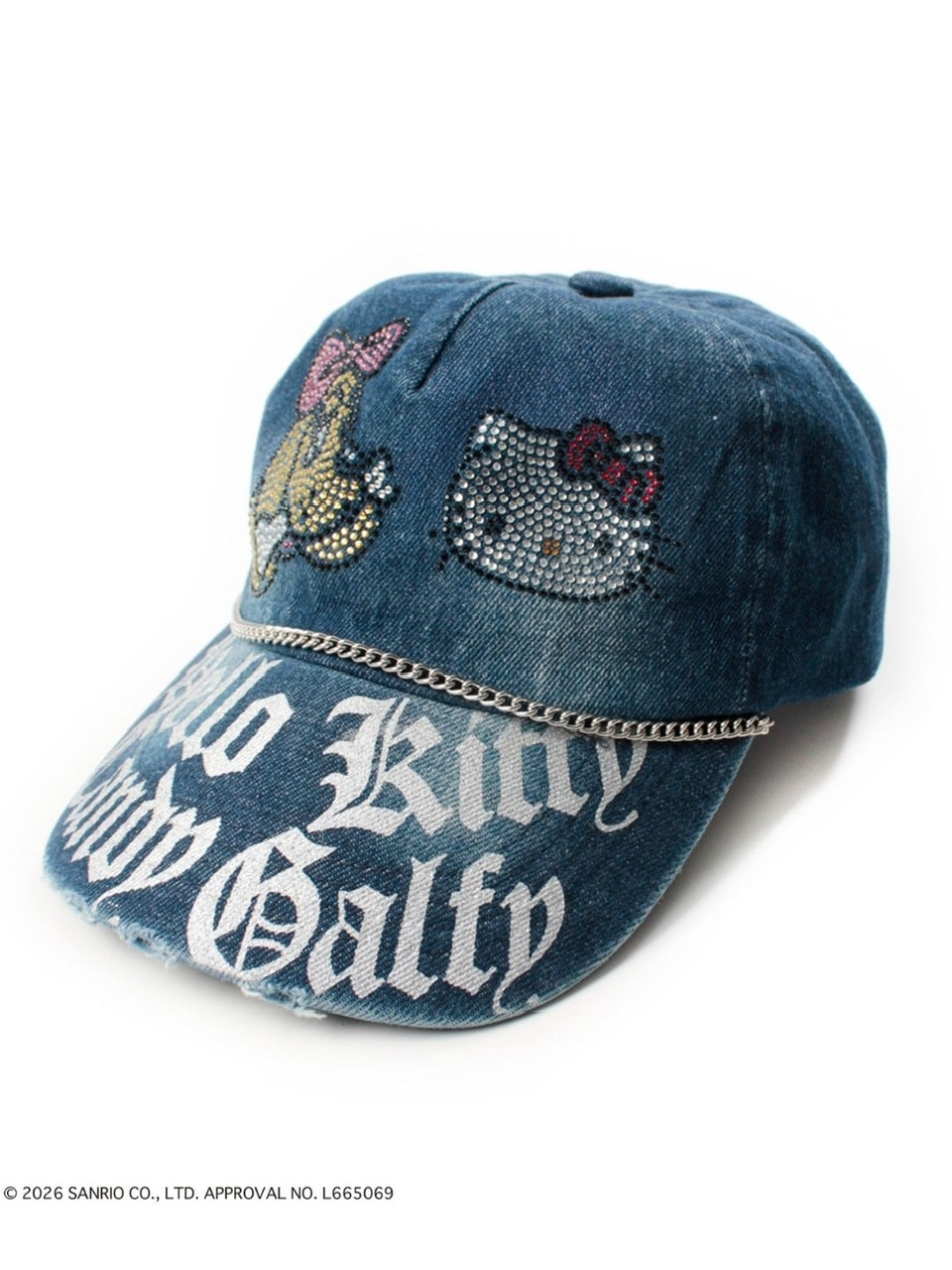 【GALFY×KITTY】キラキラデニムキャップ / 【ガルフィー×キティー】キティラインストーンデニムキャップ
