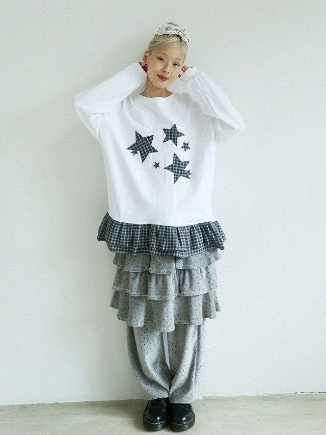 12/21 20:00 発売【Uglyshadow】DOT VELVET CANCAN MIDI SKIRT PANTS
