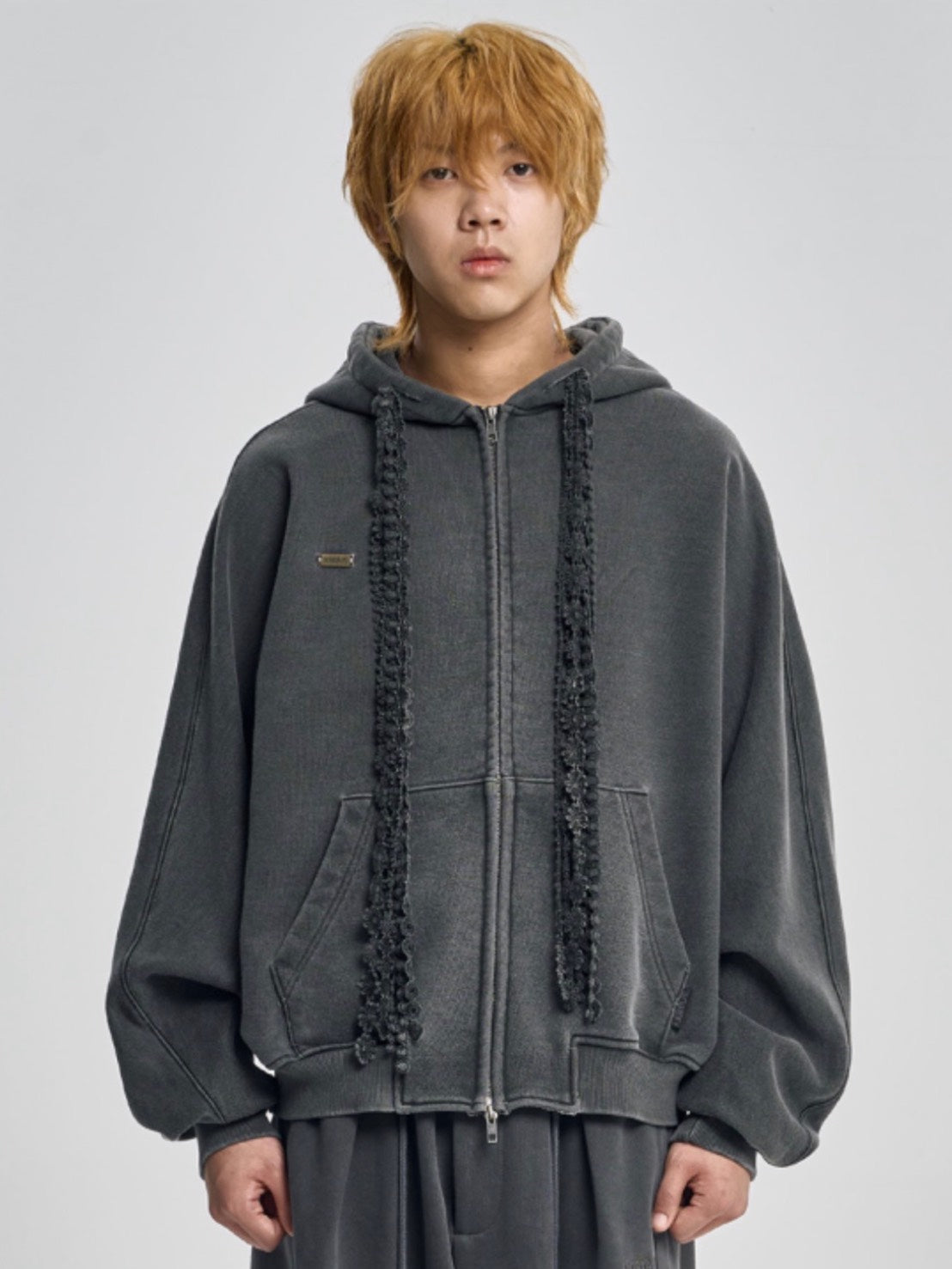 着画、物撮りまだ【AJOBYAJO】Laced Multi-Drawstring Zip-Up Hoodie