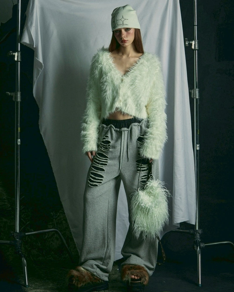 【GATELESS】FUR LIKE CROPPED CARDIGAN / 【ゲートレス】ファーライククロップドカーディガン