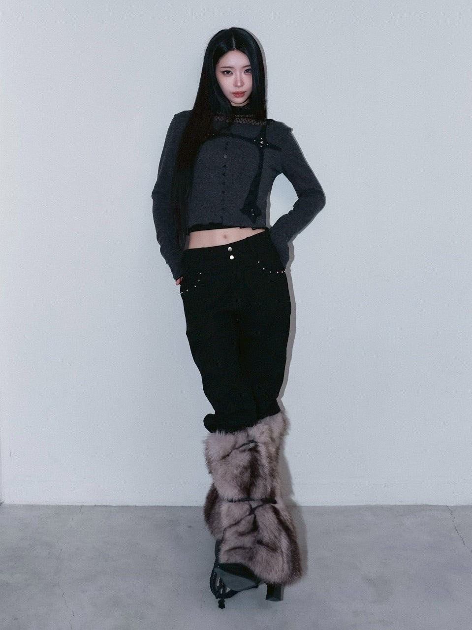 1/2 20:00発売【CHERRYQUIRI】metalic stud boots cut pt