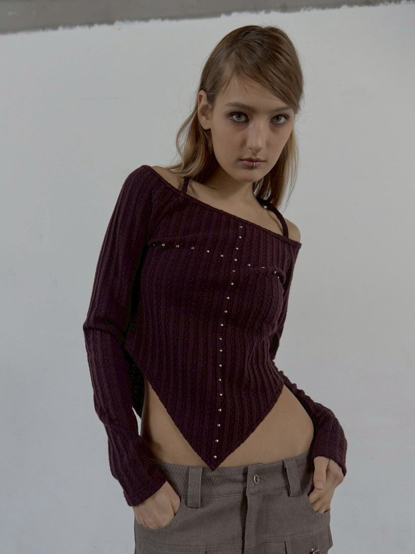 【SETUP‐EXE】WESTERN CROSS TOP / 【セットアップエグゼ】クロスオフショル長袖Tシャツ