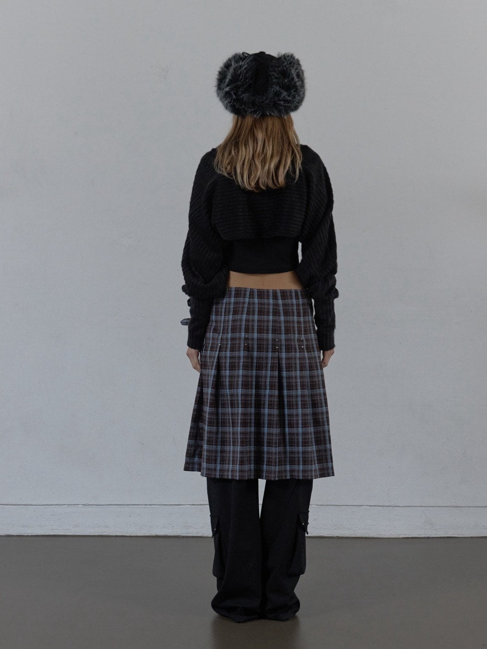 【SETUP‐EXE】CHECK BUCKLE WRAP SKIRT / 【セットアップエグゼ】ベルトチェックラップスカート